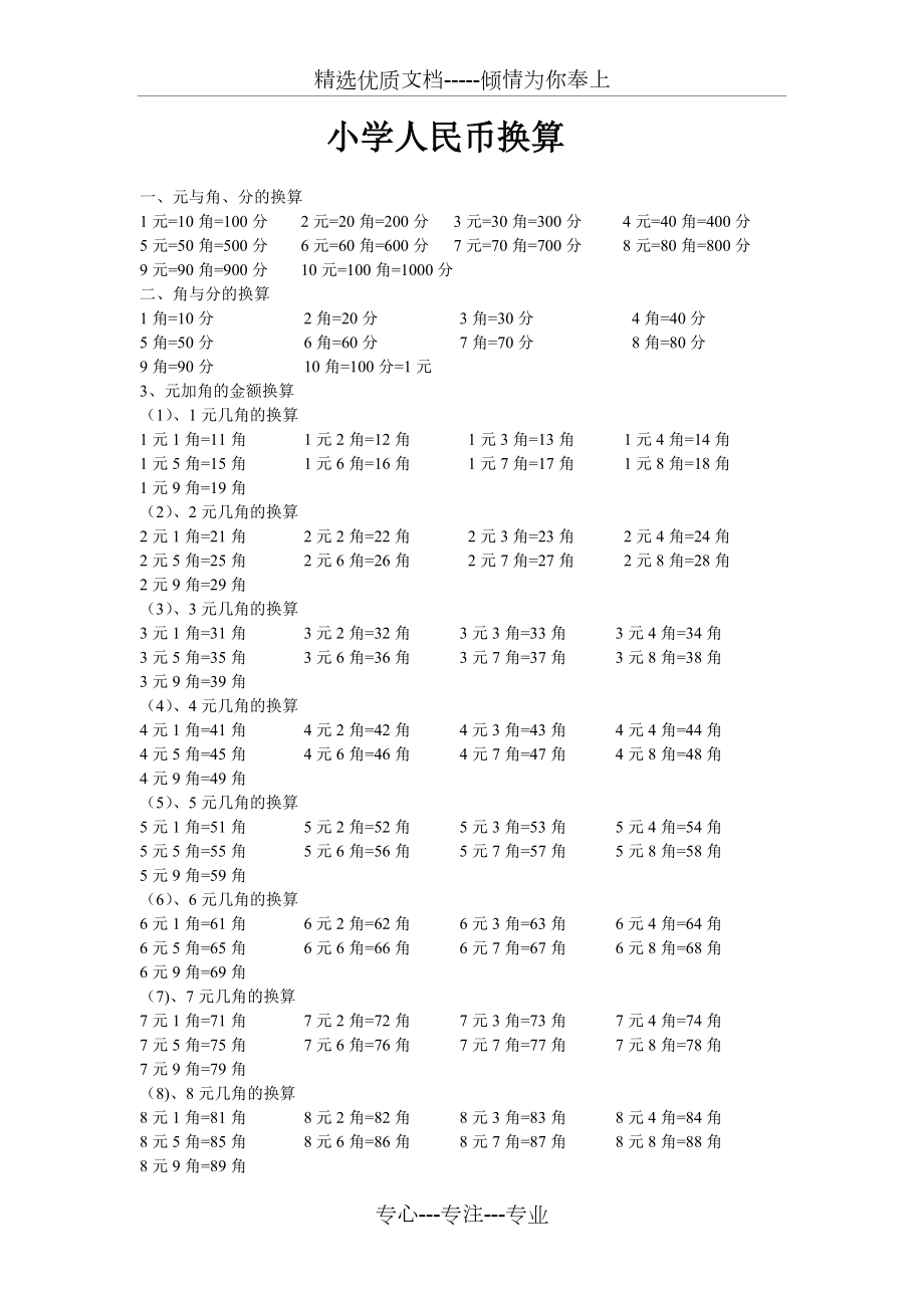 小學人民幣換算共2頁