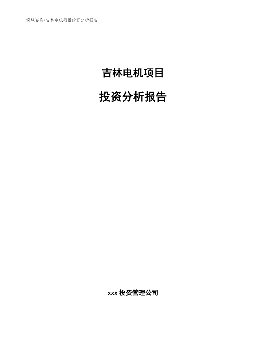 吉林电机项目投资分析报告范文_第1页