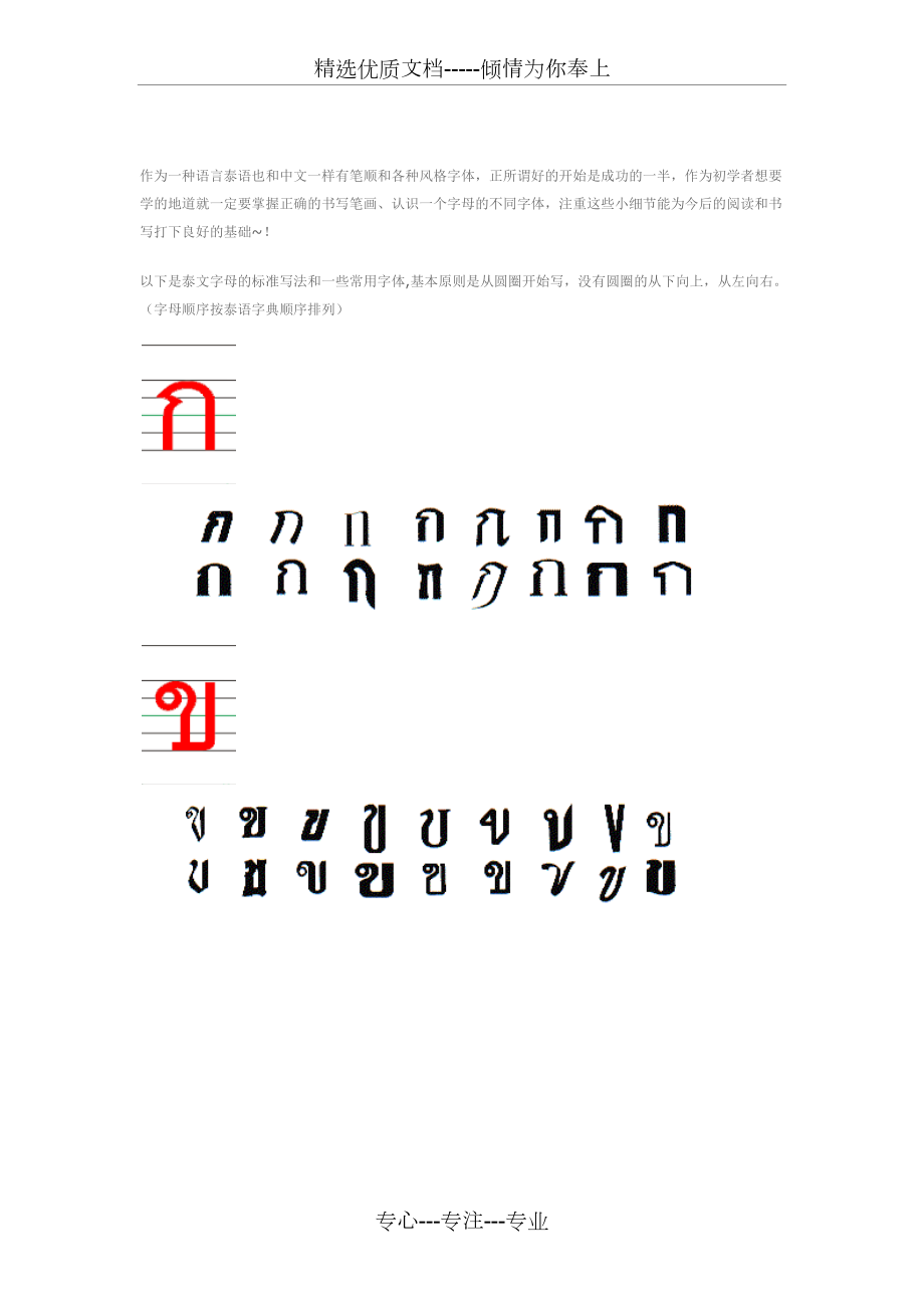 泰语辅音字母的笔顺和字体(共15页)_第1页