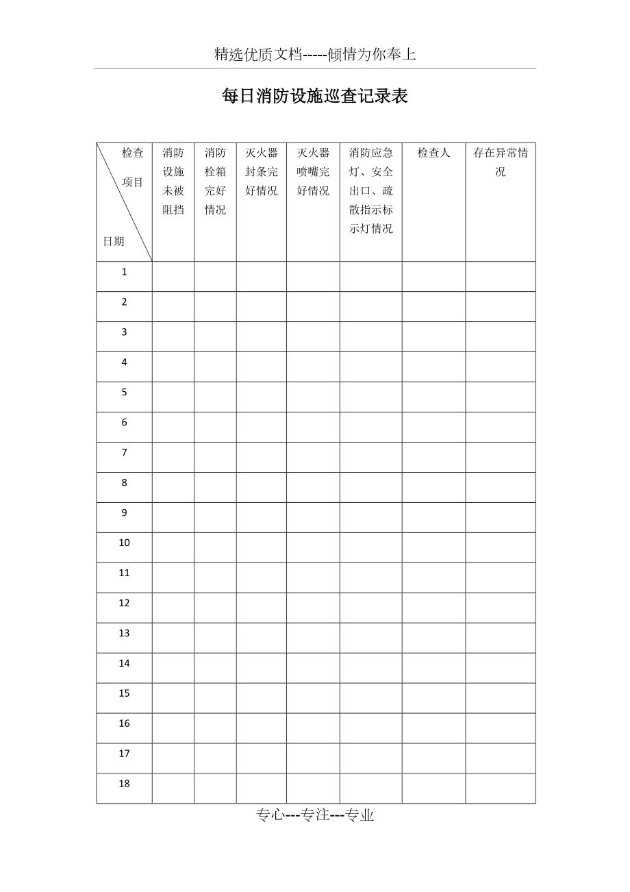 每日消防巡查记录表(共2页)_第1页