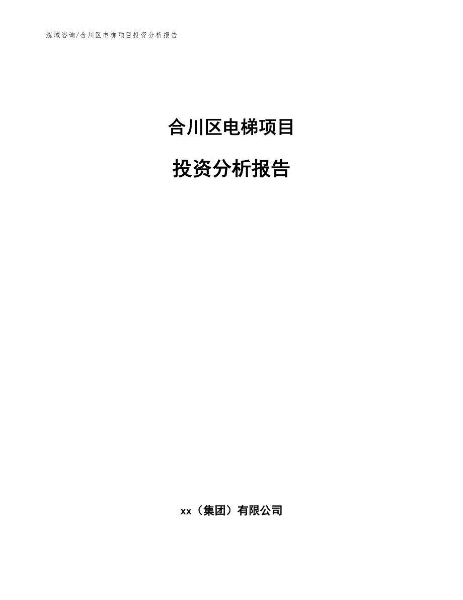 合川区电梯项目投资分析报告_范文模板_第1页