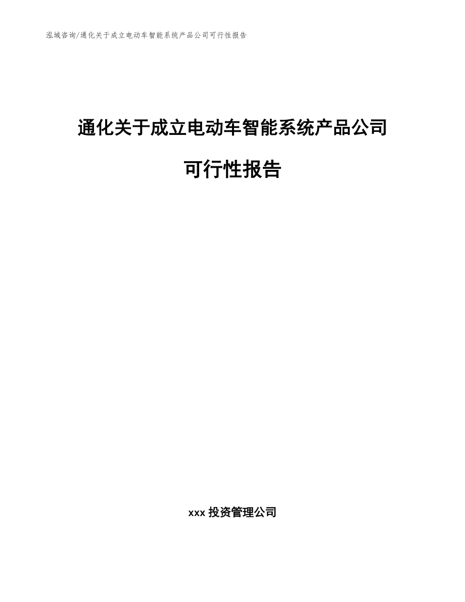 通化关于成立电动车智能系统产品公司可行性报告模板参考_第1页