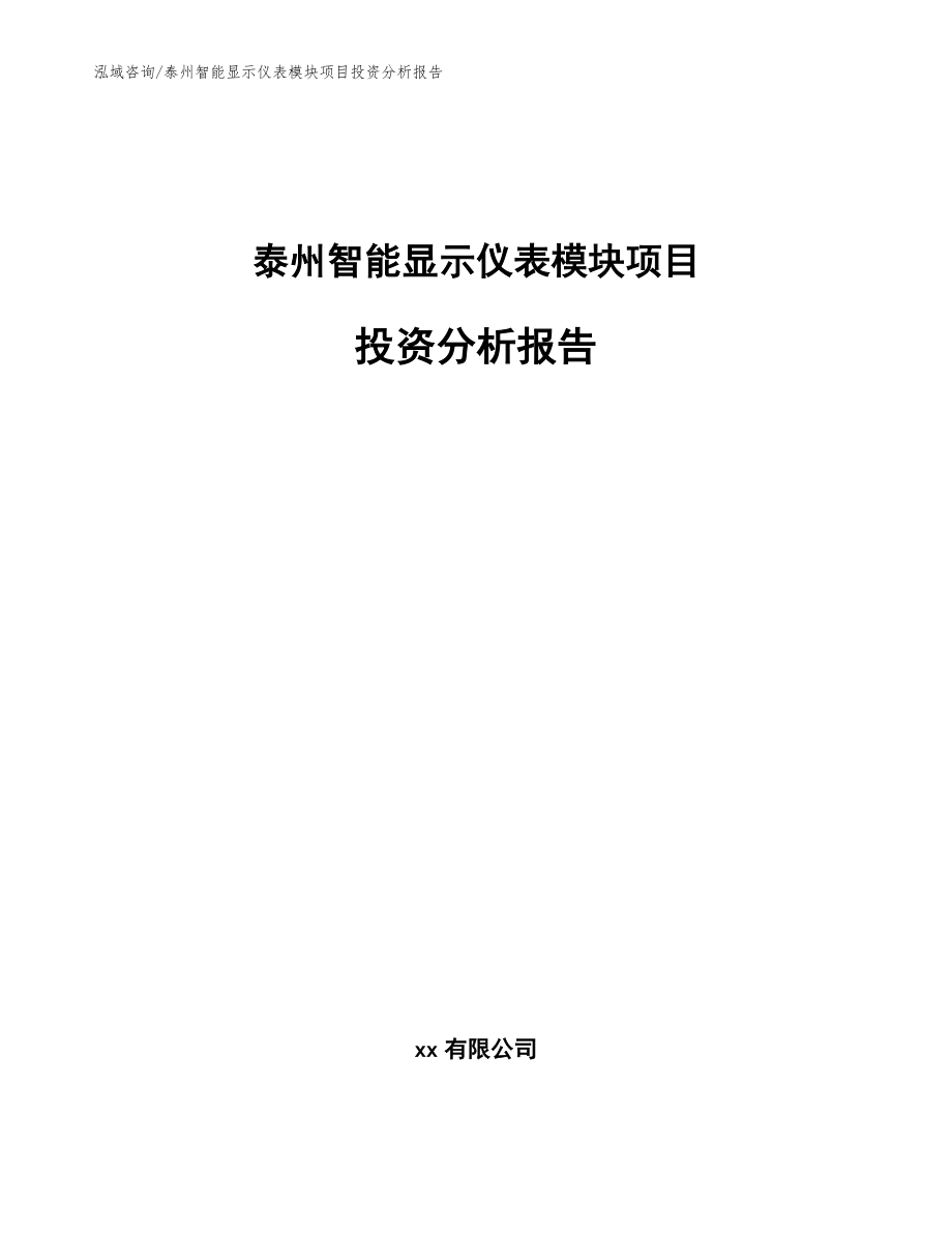 泰州智能显示仪表模块项目投资分析报告【范文】_第1页