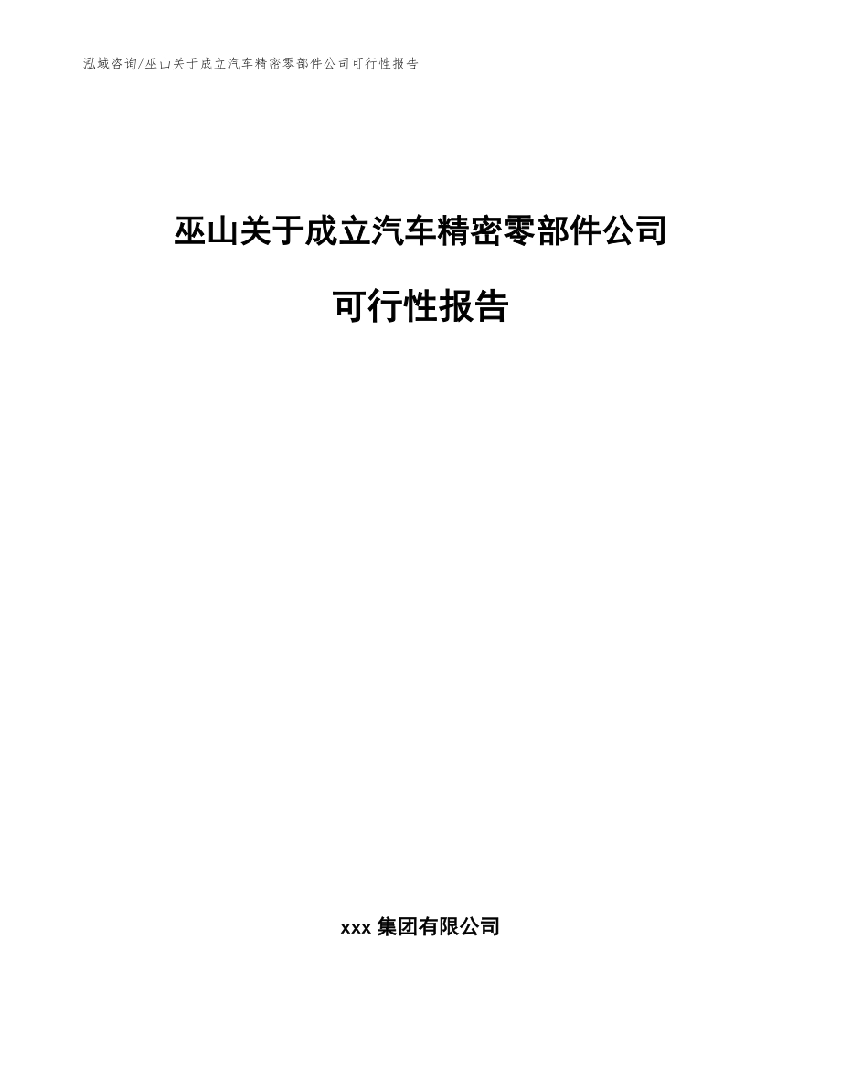 巫山关于成立汽车精密零部件公司可行性报告范文_第1页