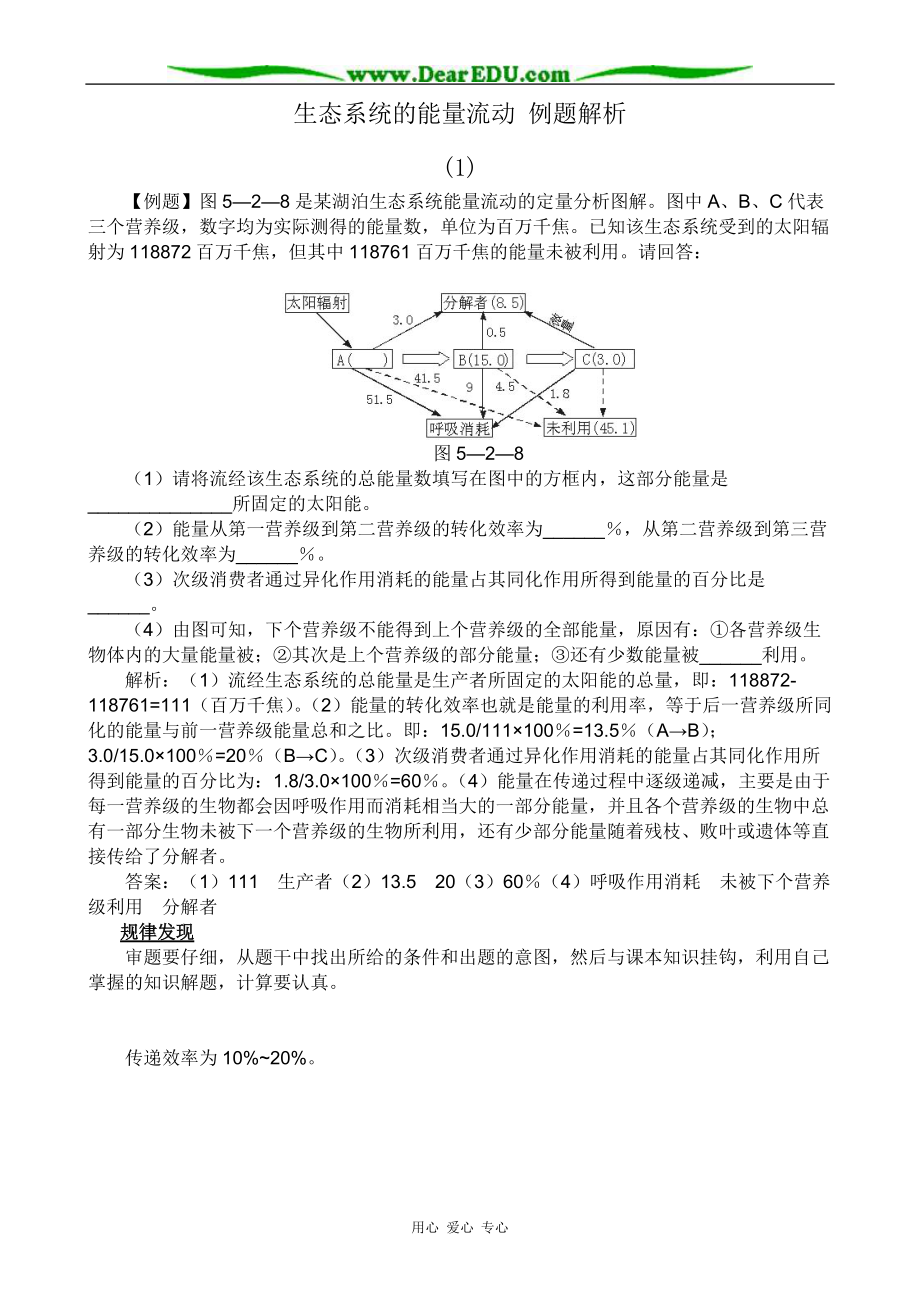 高中生物生態(tài)系統(tǒng)的能量流動(dòng) 例題解析 新課標(biāo) 人教版 必修3_第1頁