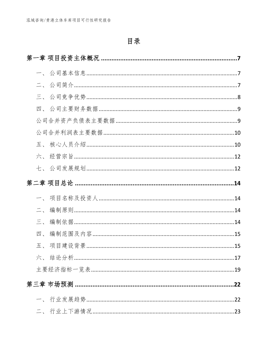 贵港立体车库项目可行性研究报告参考范文_第1页