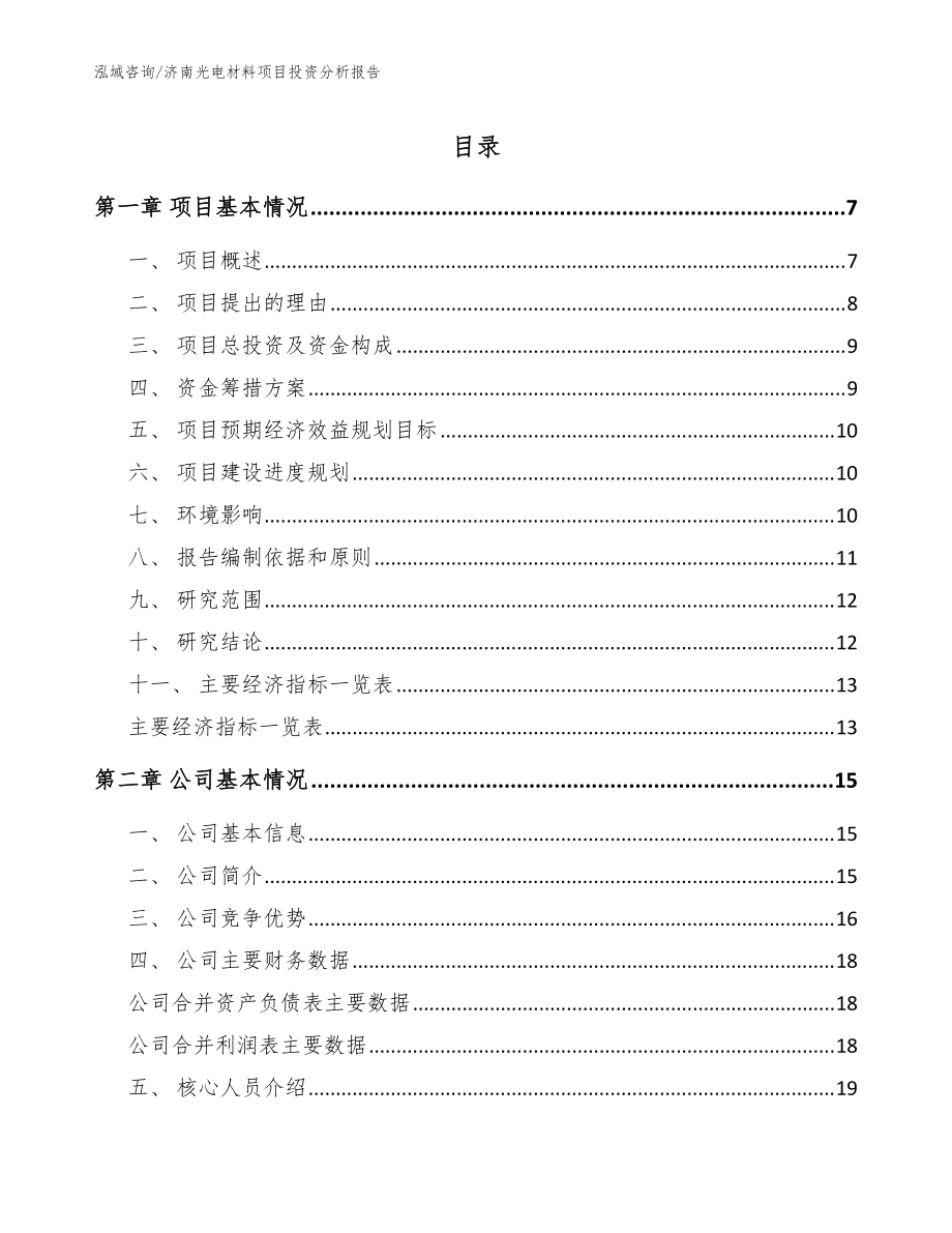 济南光电材料项目投资分析报告（范文）_第1页