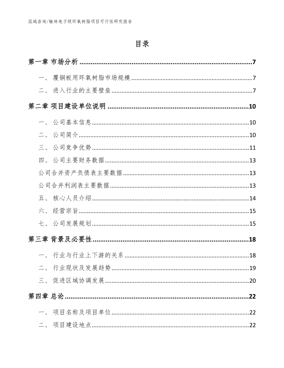 榆林电子级环氧树脂项目可行性研究报告【范文模板】_第1页