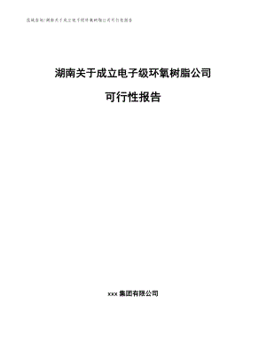 湖南关于成立电子级环氧树脂公司可行性报告（参考范文）