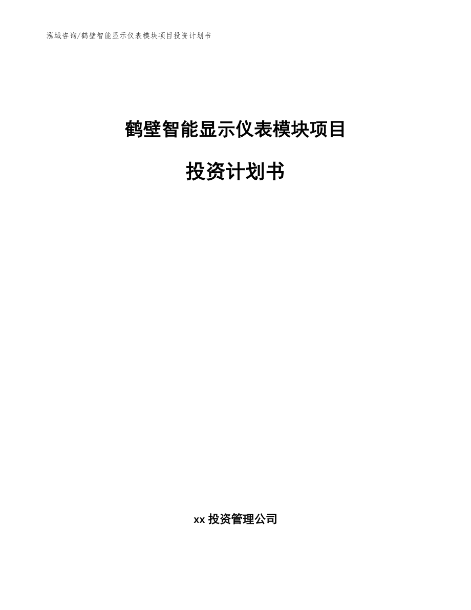 鹤壁智能显示仪表模块项目投资计划书（模板范文）_第1页