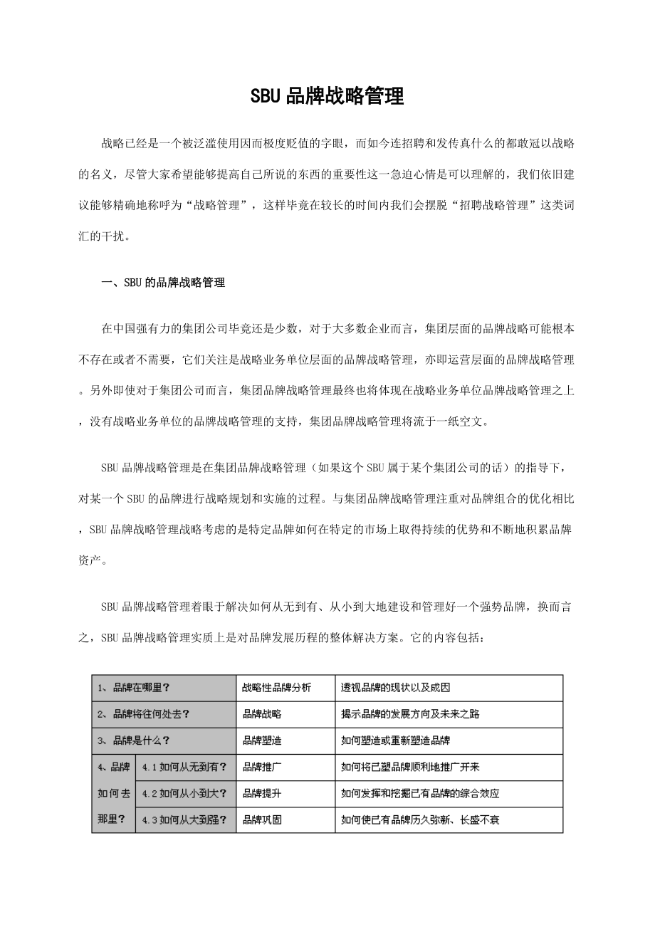 品牌战略管理10：知易行难的SBU品牌战略管理_第1页