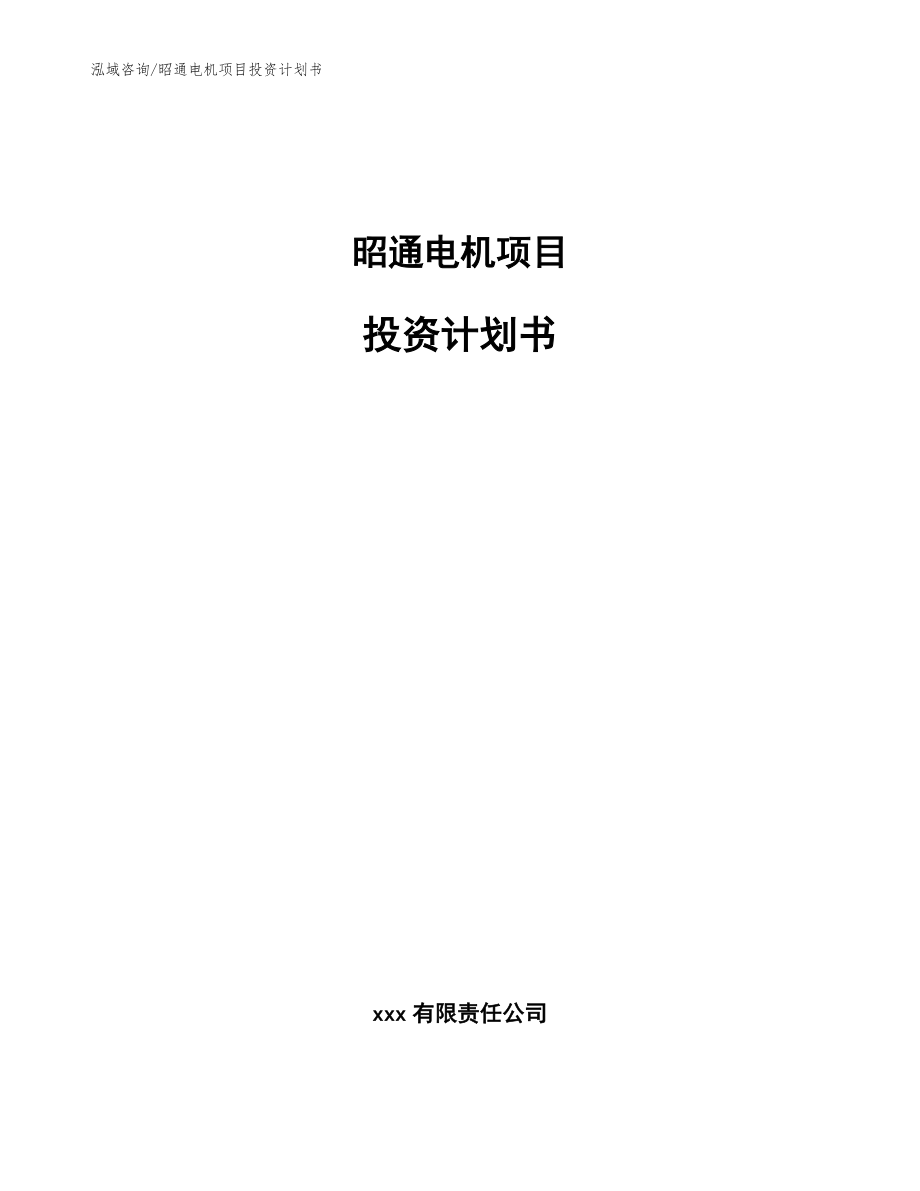 昭通电机项目投资计划书（模板范文）_第1页