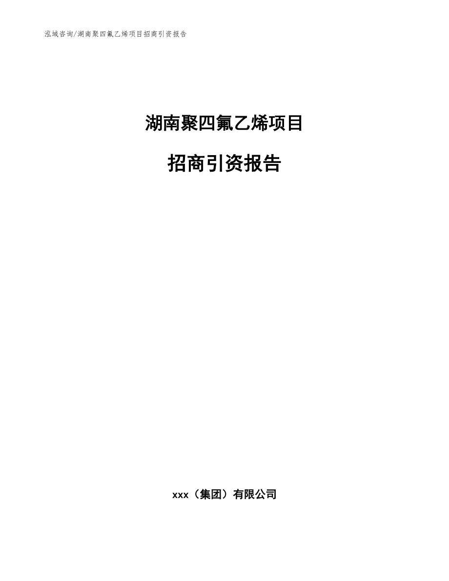 湖南聚四氟乙烯项目招商引资报告【模板参考】_第1页