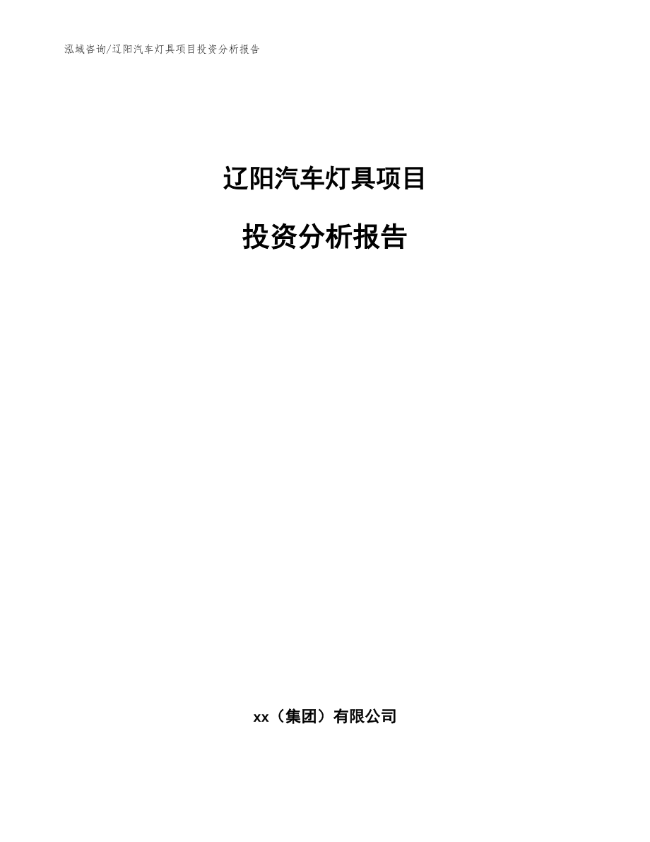 辽阳汽车灯具项目投资分析报告参考范文_第1页