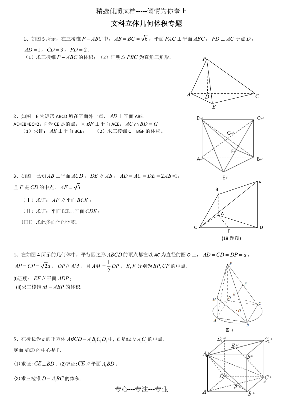 立体几何求体积专题(共5页)_第1页