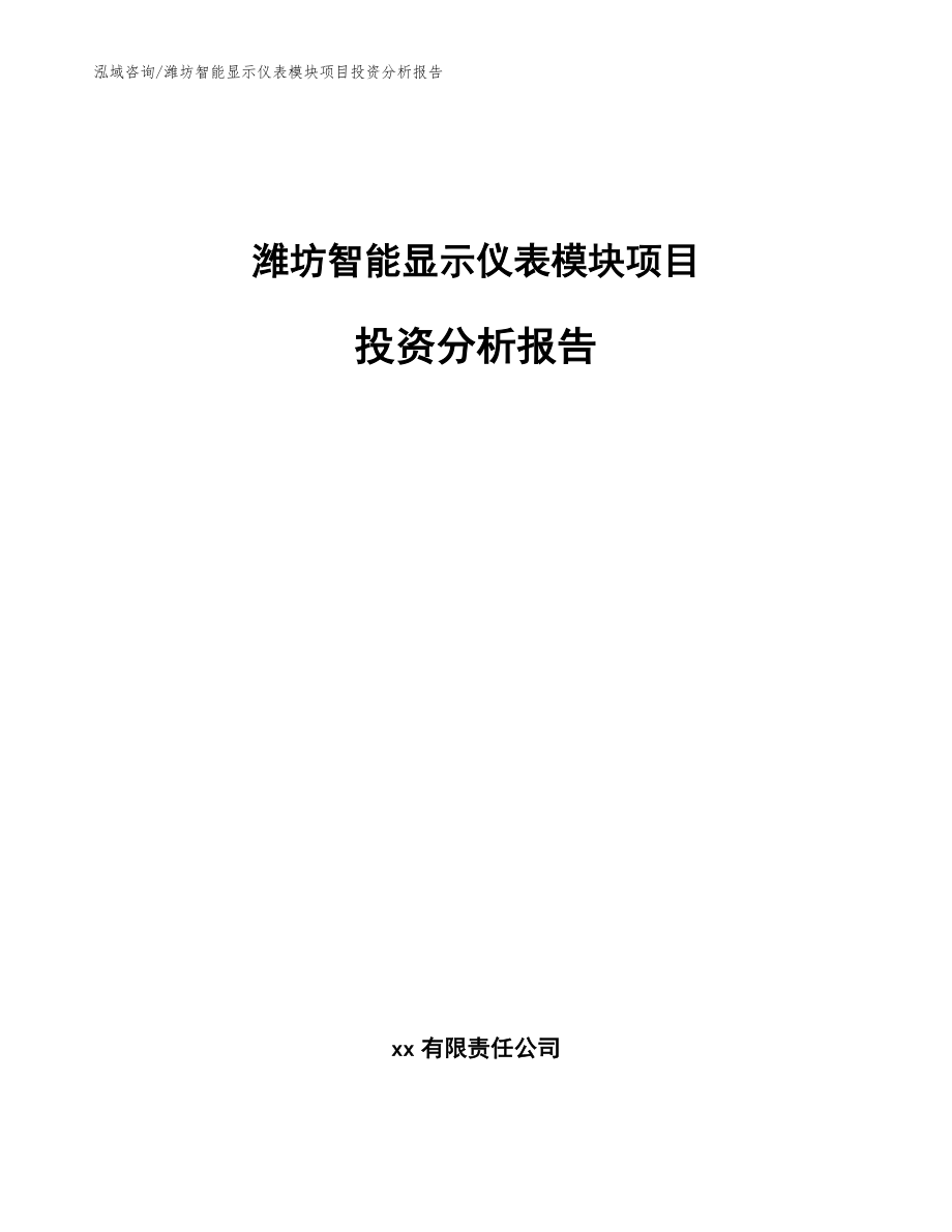 潍坊智能显示仪表模块项目投资分析报告【范文参考】_第1页