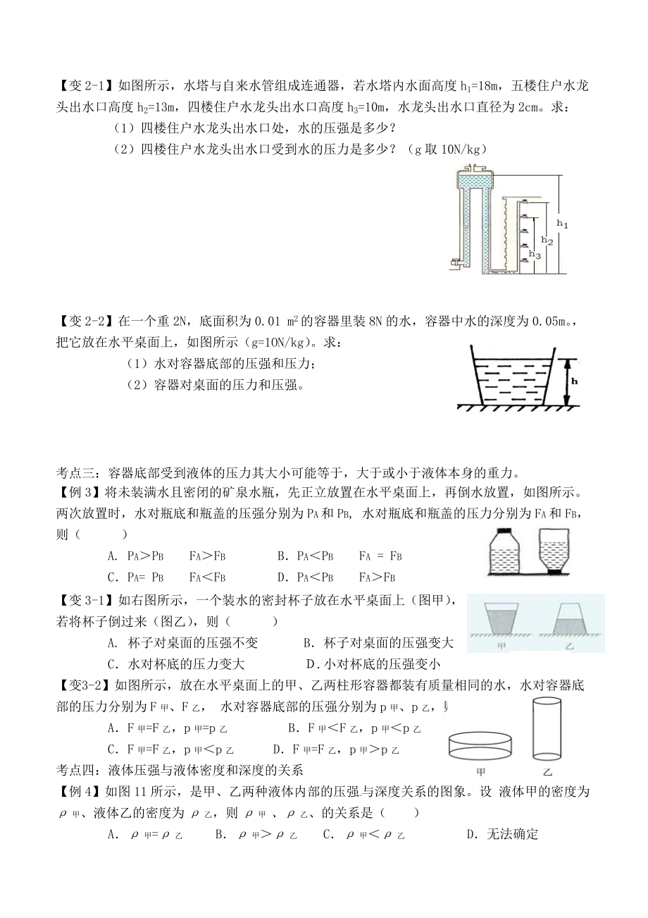 初二下册物理液体压强