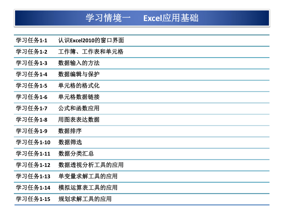 《Excel在財務(wù)與會計中的應(yīng)用》課件：學(xué)習(xí)情境一Excel應(yīng)用基礎(chǔ)_第1頁