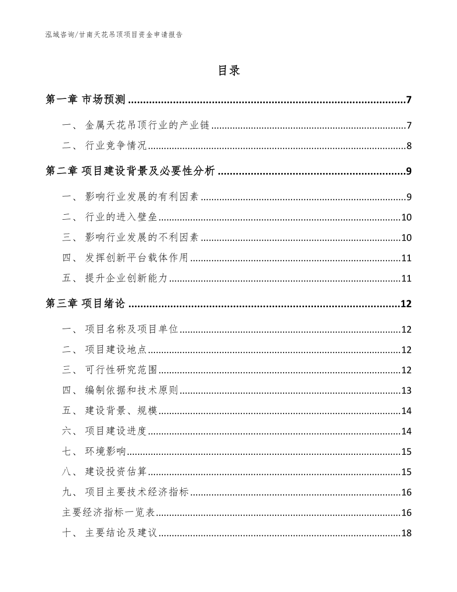 甘南天花吊顶项目资金申请报告_参考模板_第1页