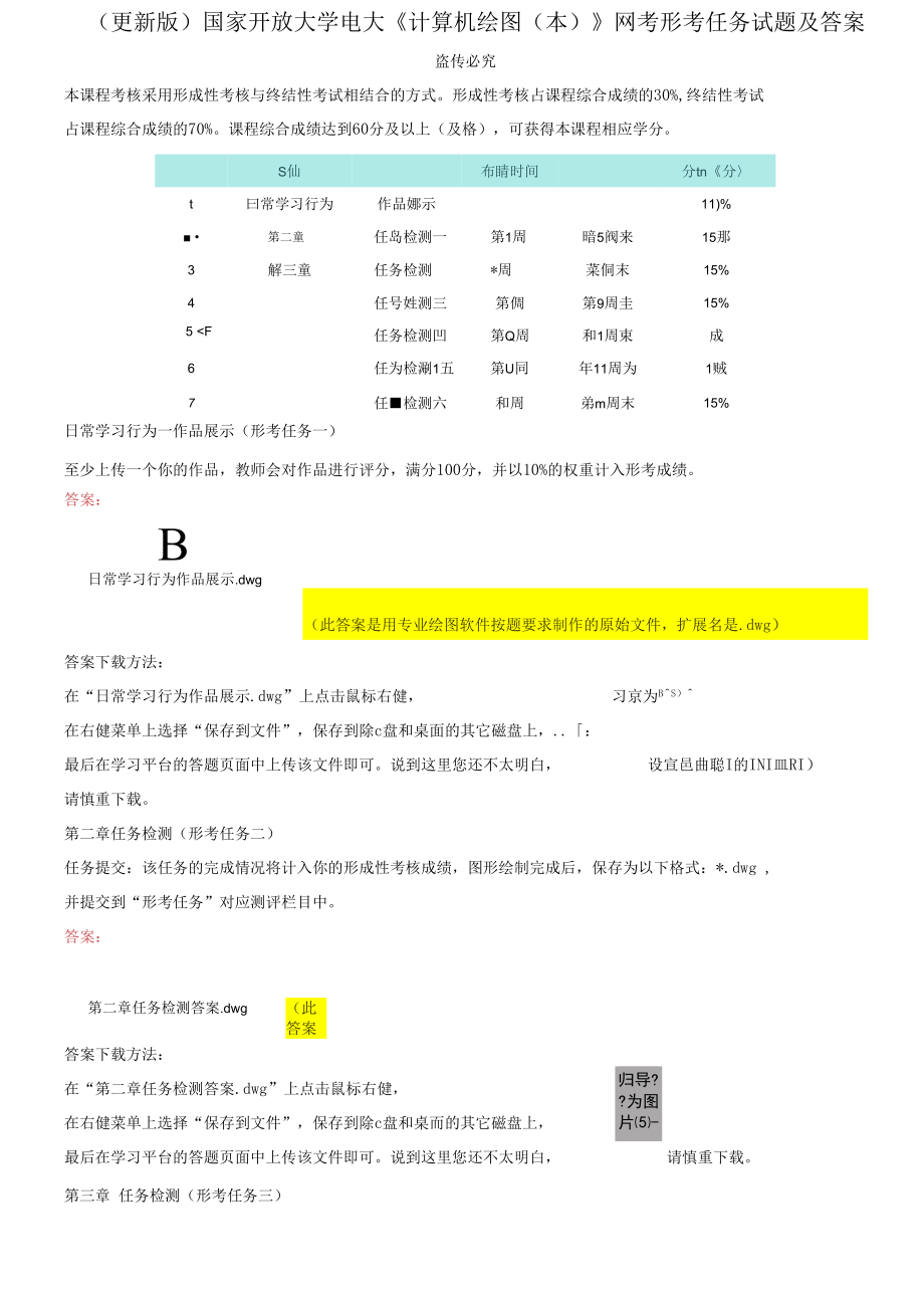 國家開放大學(xué)電大《計(jì)算機(jī)繪圖》網(wǎng)考形考作業(yè)試題及答案1_第1頁