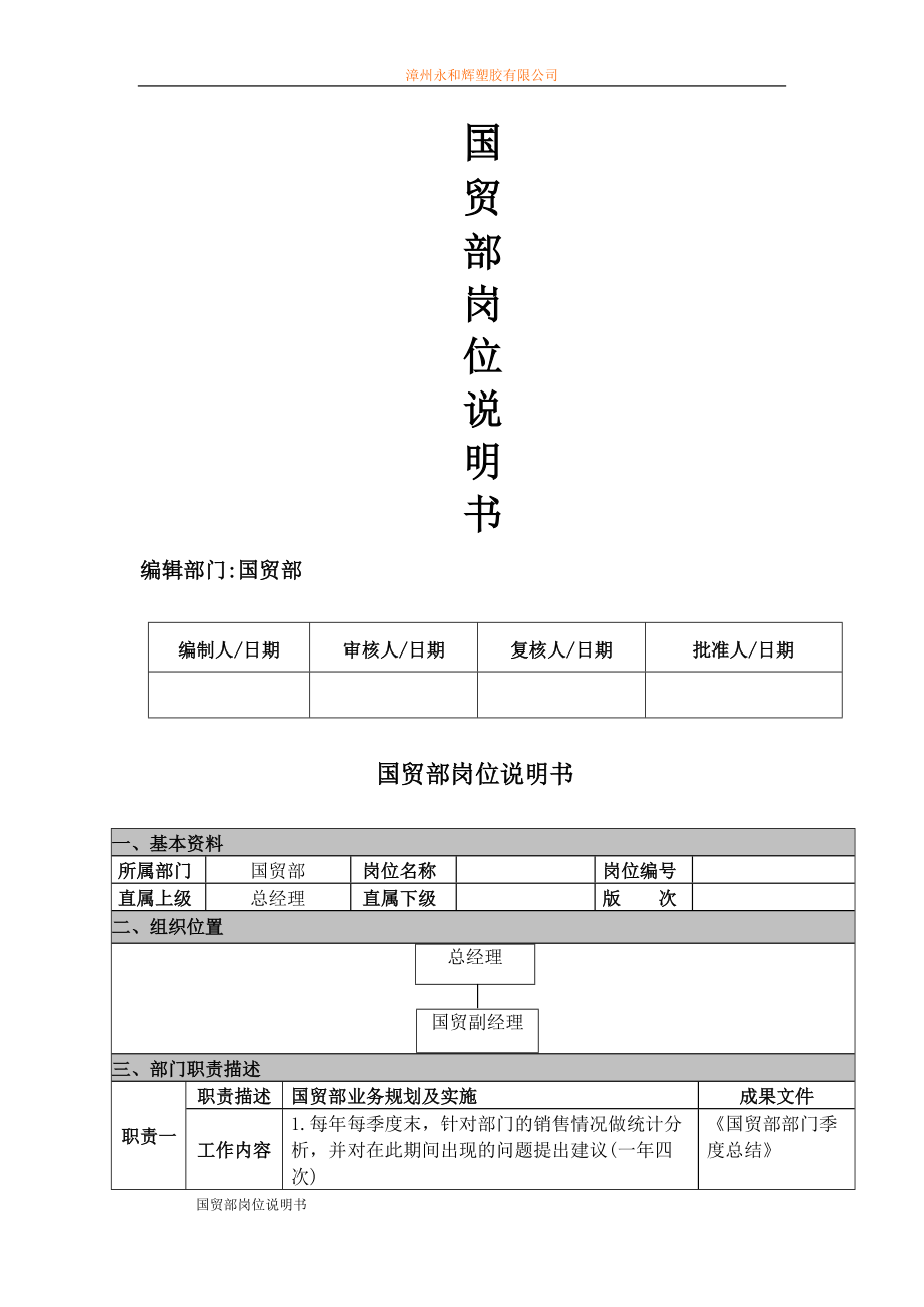 国贸部岗位说明书_第1页