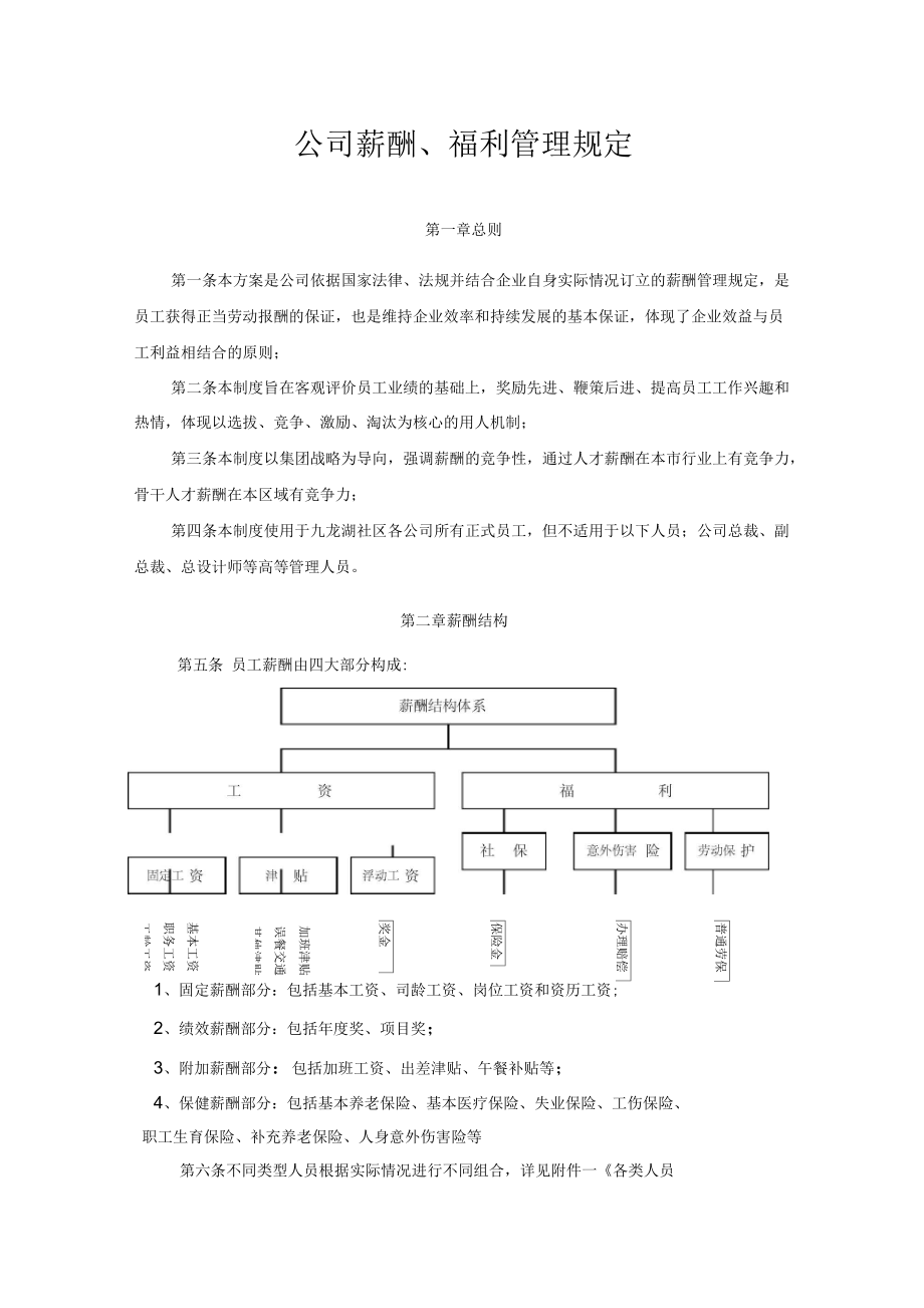 九龍湖社區(qū)《薪酬、福利管理規(guī)定》_第1頁