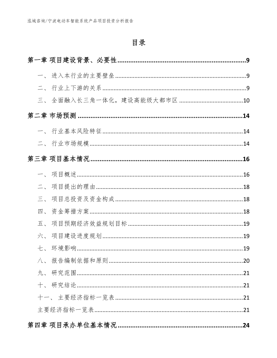 宁波电动车智能系统产品项目投资分析报告模板参考_第1页