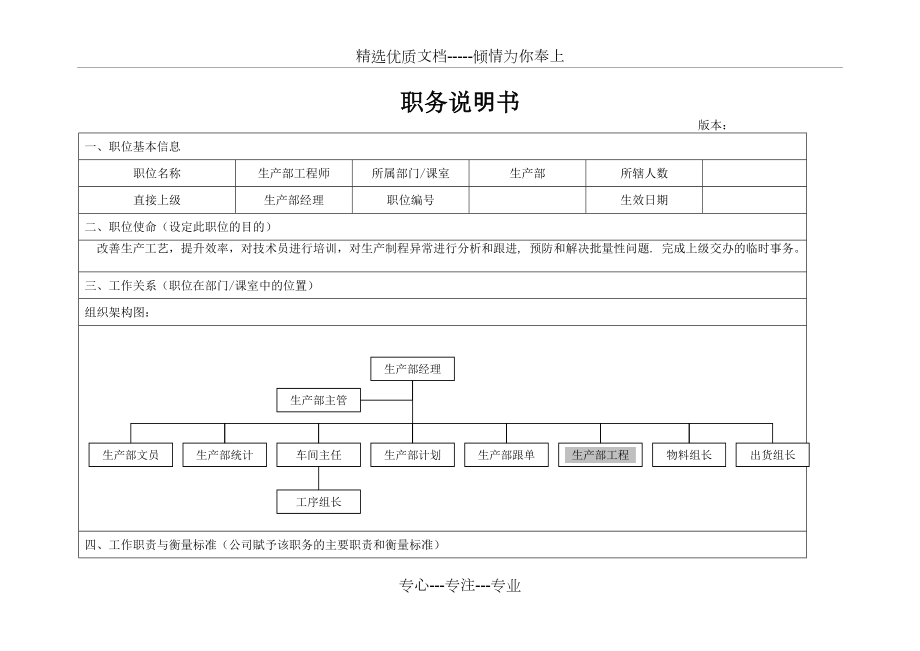 生产部工程师职务说明书(共4页)_第1页