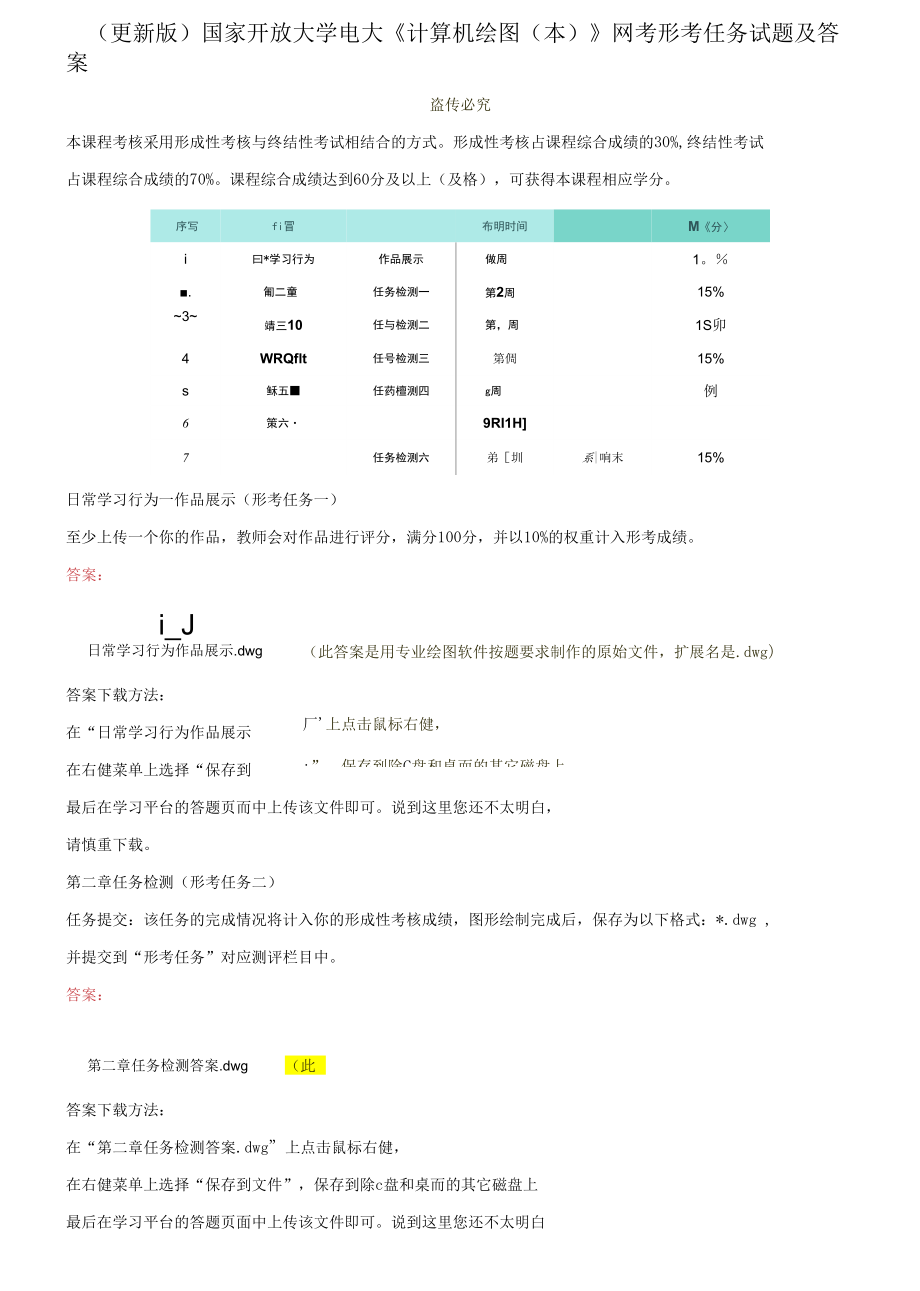 國(guó)家開放大學(xué)電大《計(jì)算機(jī)繪圖》網(wǎng)考形考作業(yè)試題及答案2_第1頁