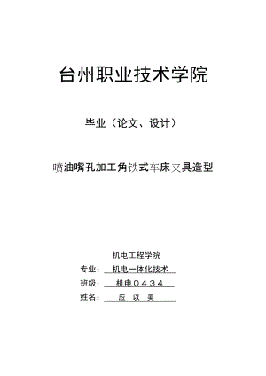 畢業(yè)設(shè)計(jì)說(shuō)明噴油嘴孔加工角鐵式車床夾具造型