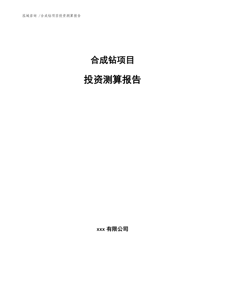 合成钻项目投资测算报告（范文模板）_第1页