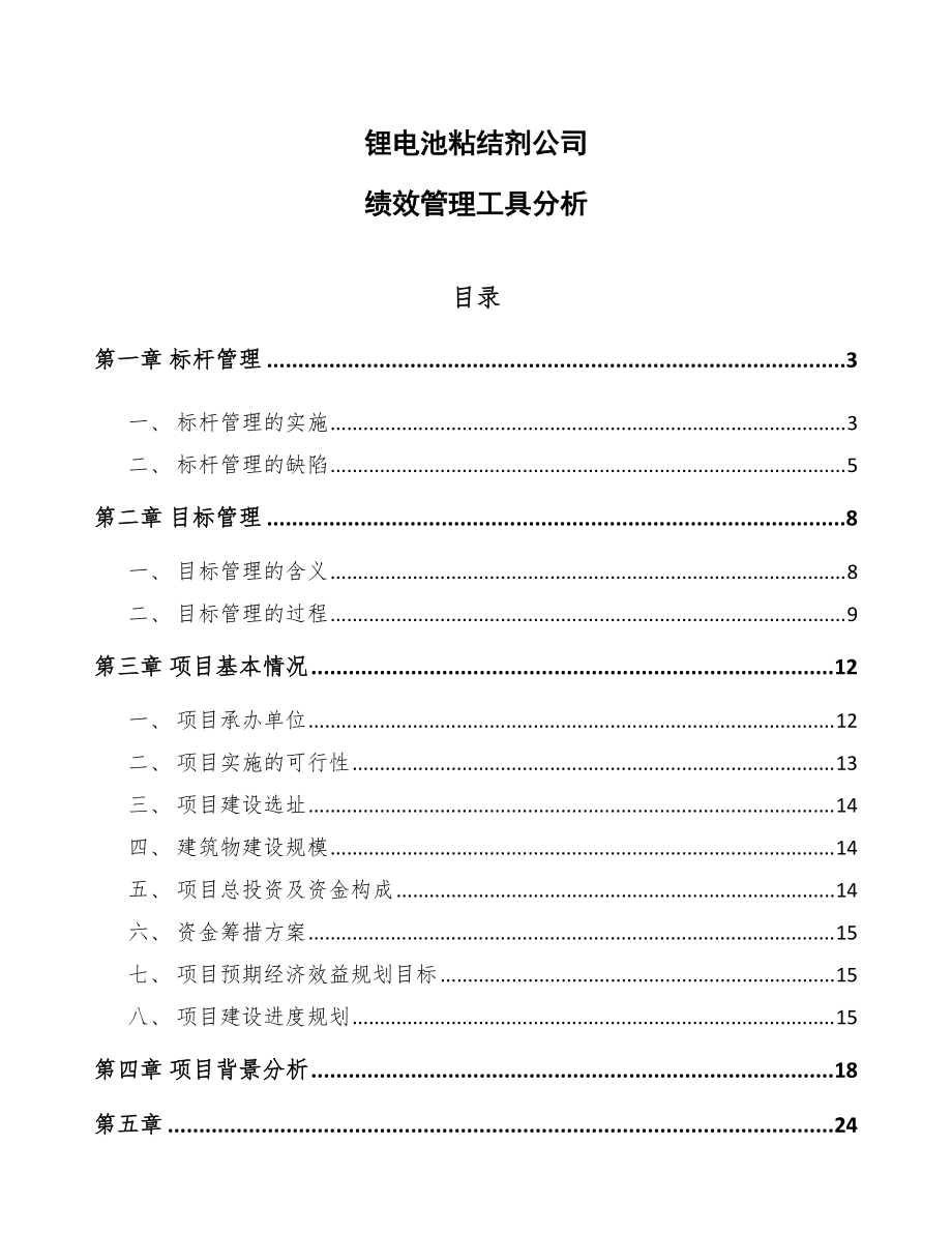 锂电池粘结剂公司绩效管理工具分析参考_第1页