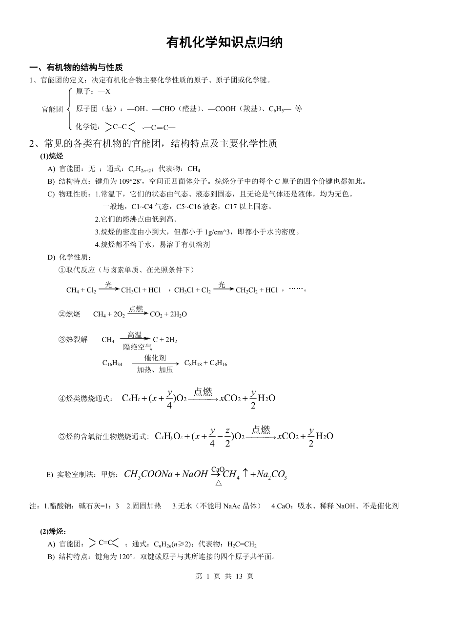 【非常詳細(xì)!】有機(jī)化學(xué)知識(shí)點(diǎn)歸納[共13頁]_第1頁