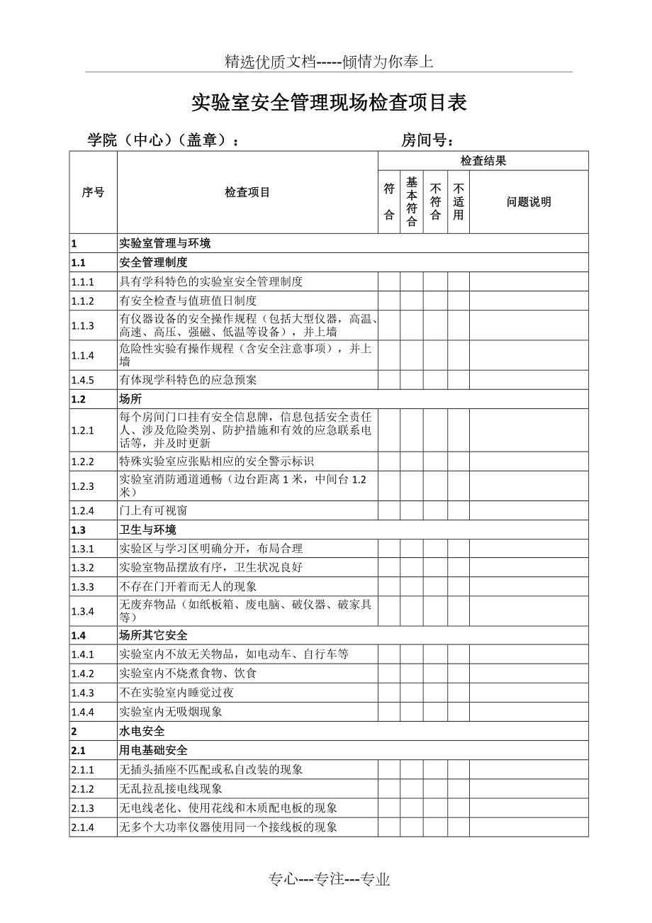 实验室安全管理现场检查要求(共6页)_第1页