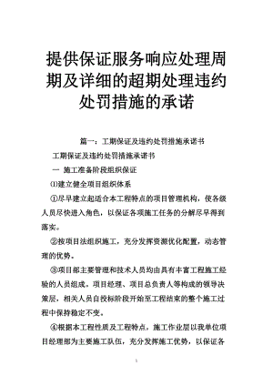 提供保证服务响应处理周期及详细的超期处理违约处罚措施的承诺