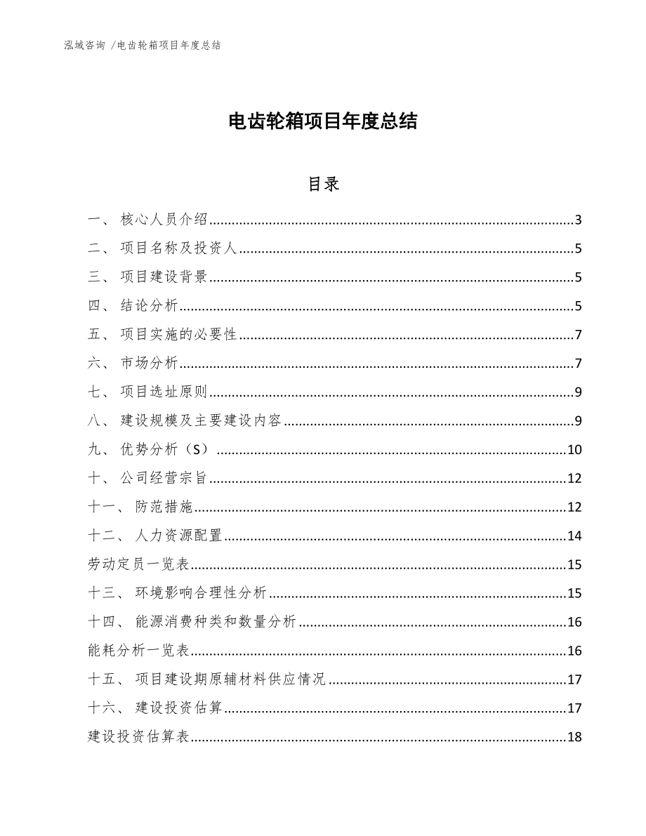 电齿轮箱项目年度总结（参考模板）_第1页