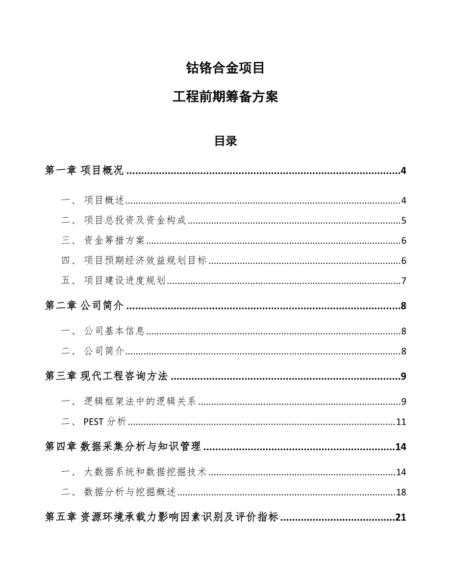 钴铬合金项目工程前期筹备方案参考_第1页