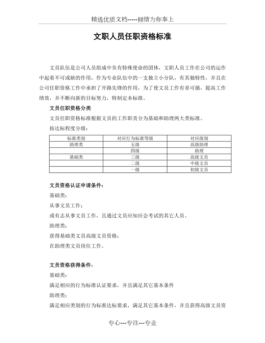 《华为公司文职人员任职资格等级标准》(共21页)_第1页