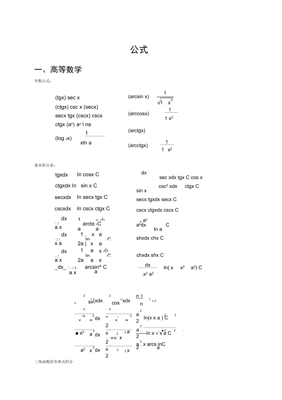 注册土木工程师岩土基础考试各科常用公式_第1页