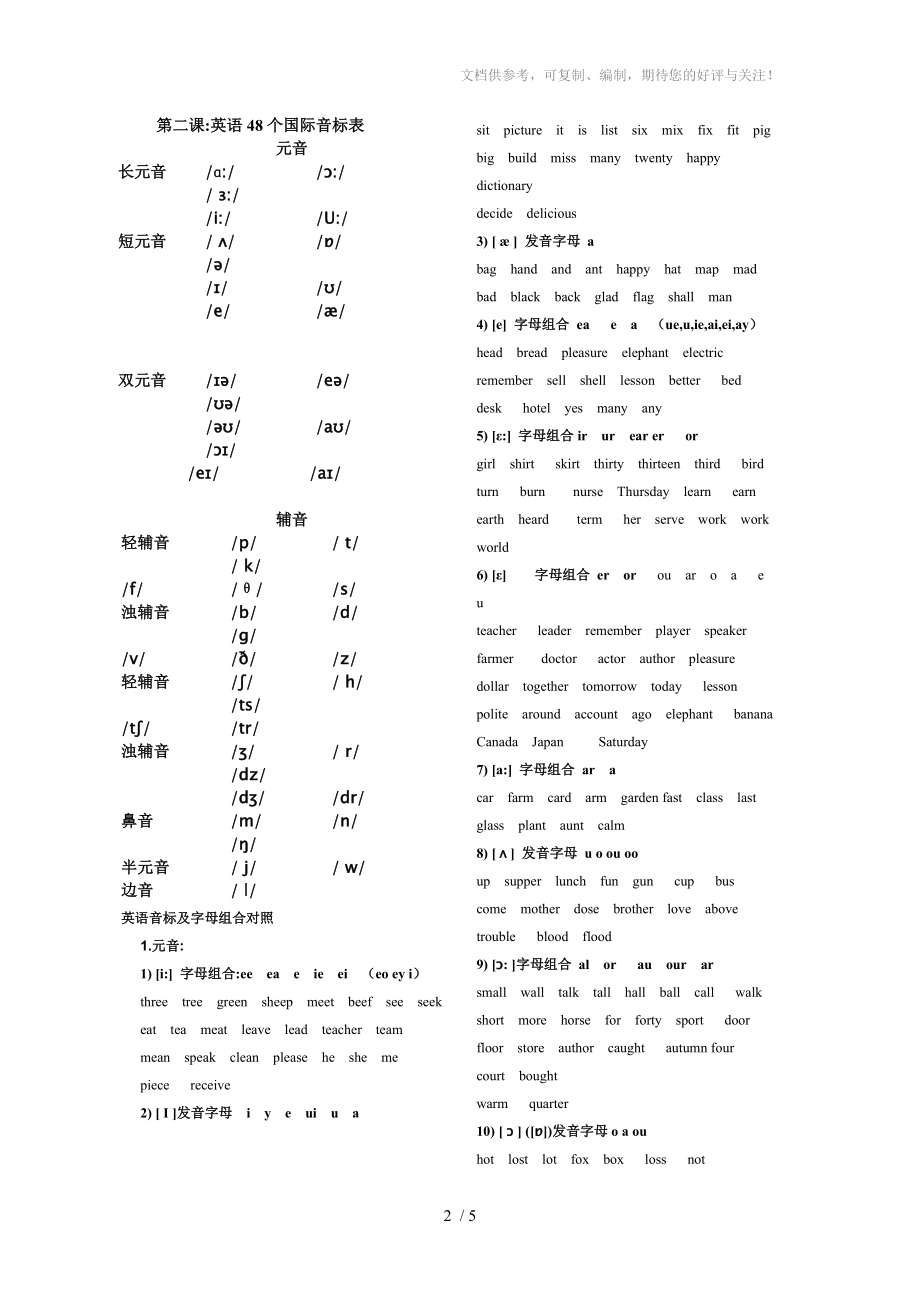 複印版48個英語國際音標中小學適用