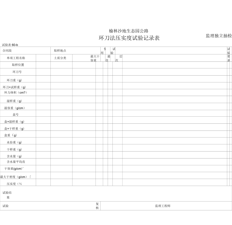 环刀法压实度试验记录表_第1页