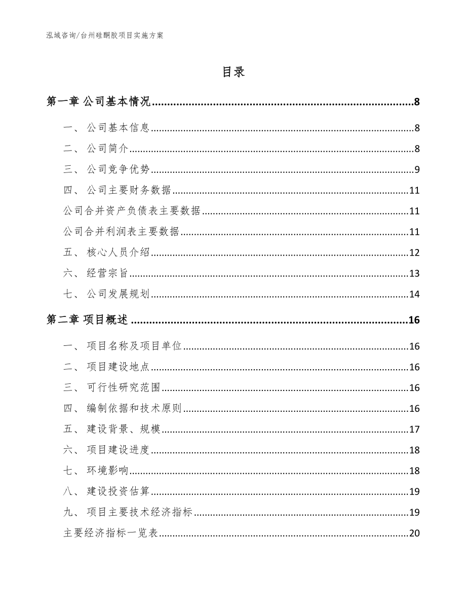 台州硅酮胶项目实施方案_参考模板_第1页