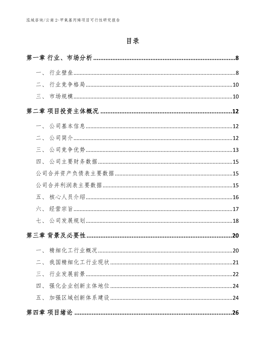 云南2-甲氧基丙烯项目可行性研究报告（模板）_第1页