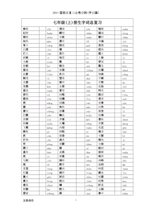 初中语文七-九年级课内词语汇编