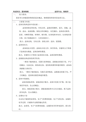 上海大學(xué) 414固體物理考試大綱 考研專業(yè)課真題