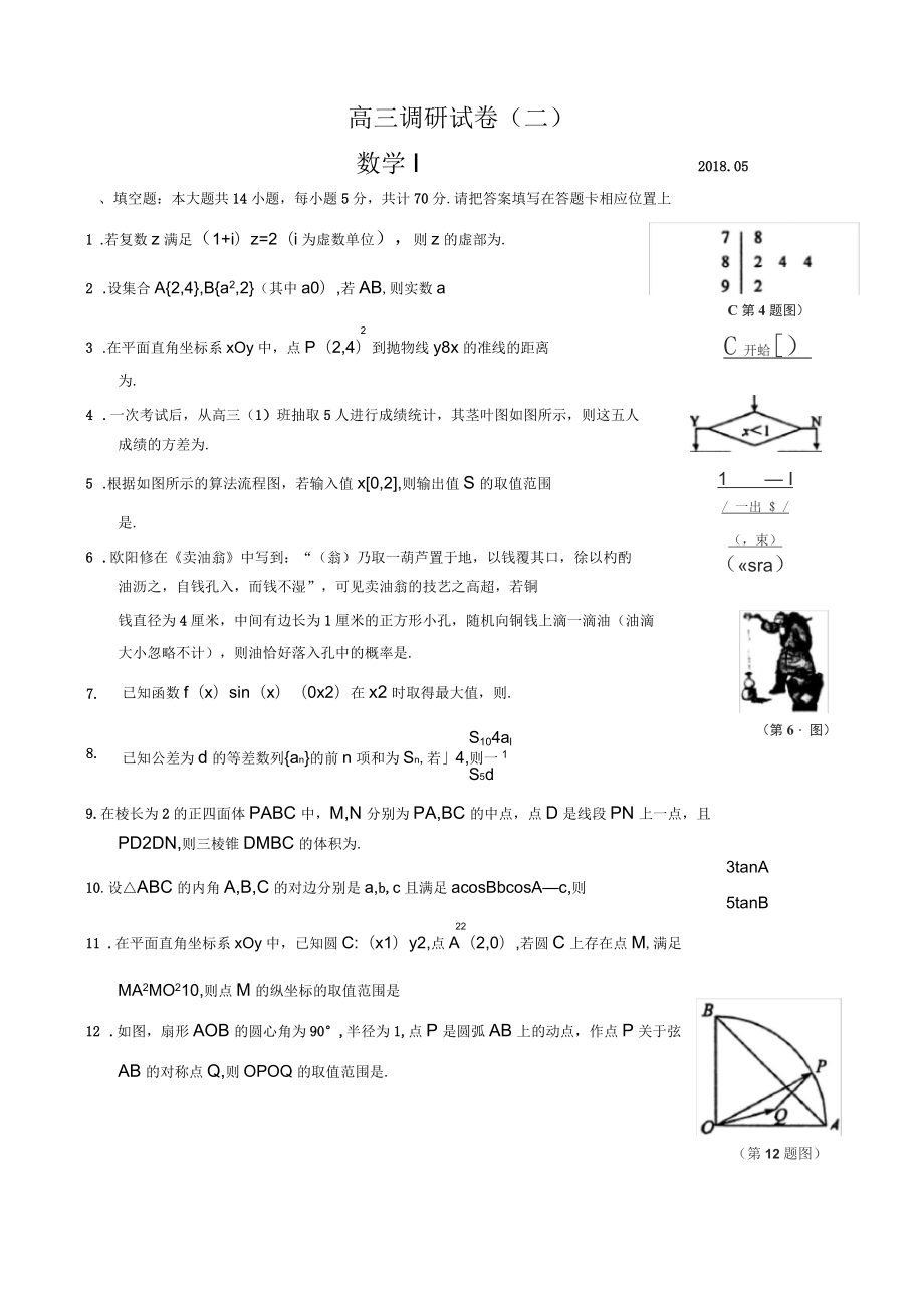 2019學(xué)年度蘇錫常鎮(zhèn)高三調(diào)研試卷(二)_第1頁