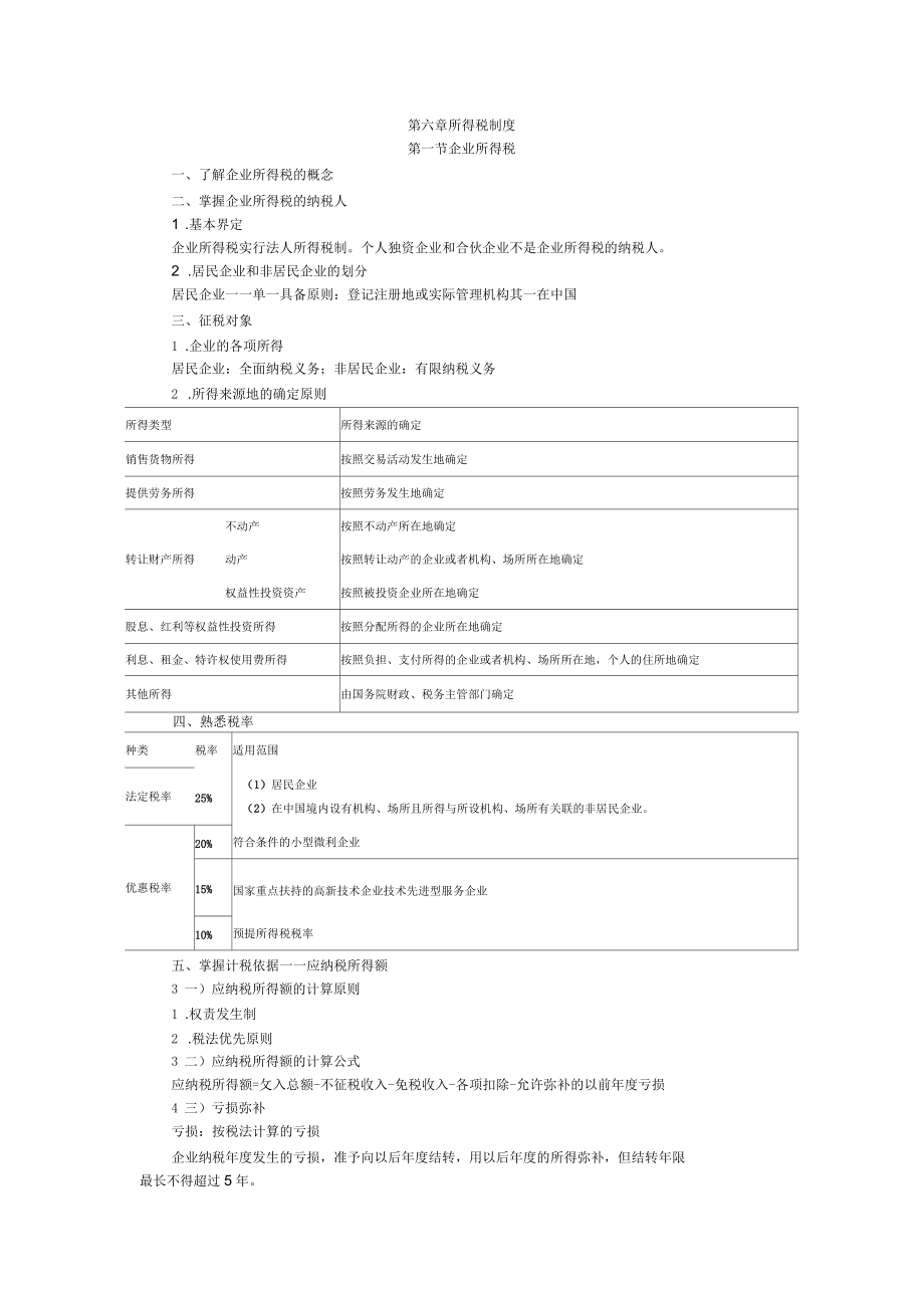 經(jīng)濟(jì)師《中級(jí)財(cái)政稅收》串講講義第六章所得稅制度_第1頁(yè)