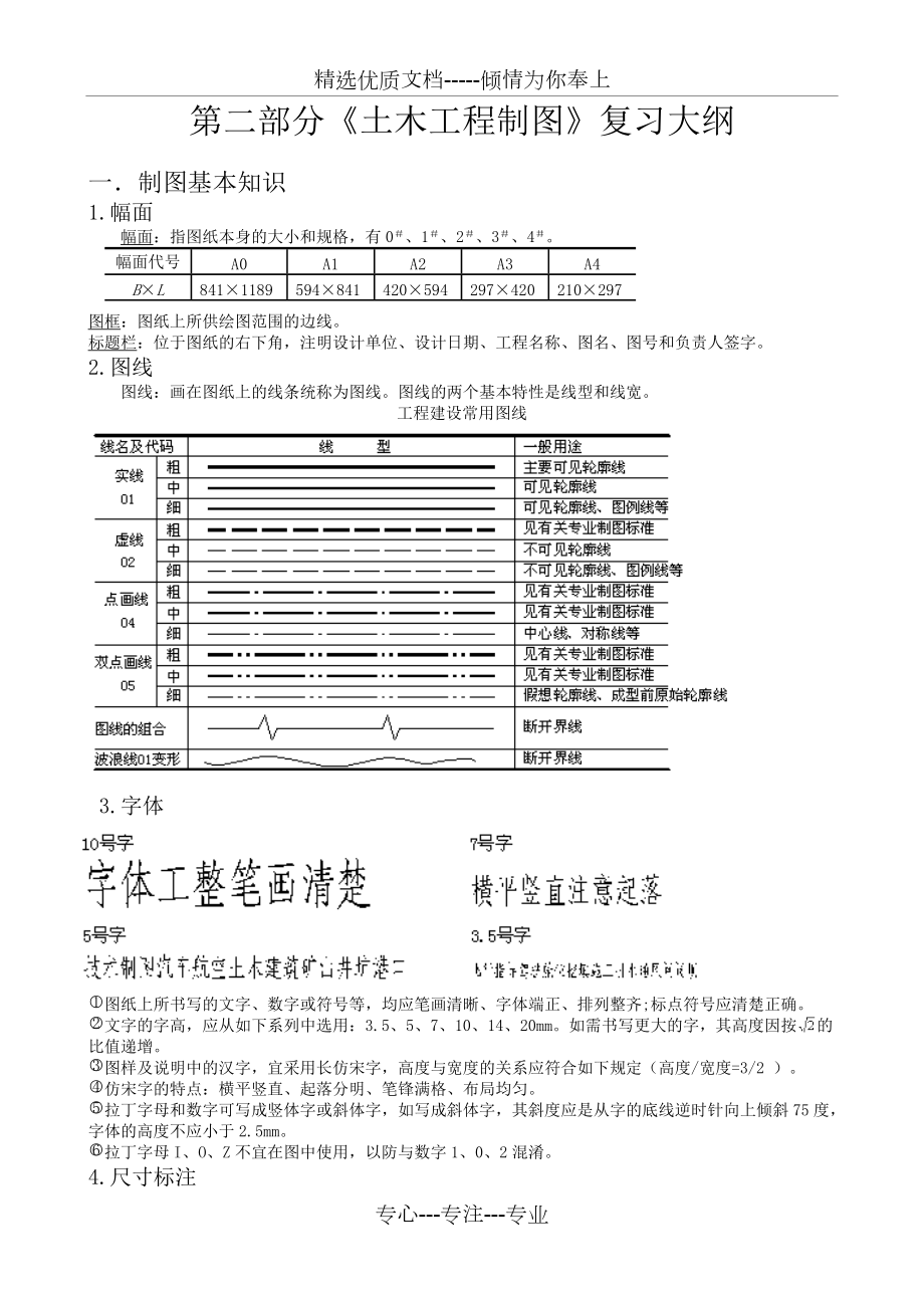 第二部分《土木工程制圖》復習大綱(共19頁)_第1頁