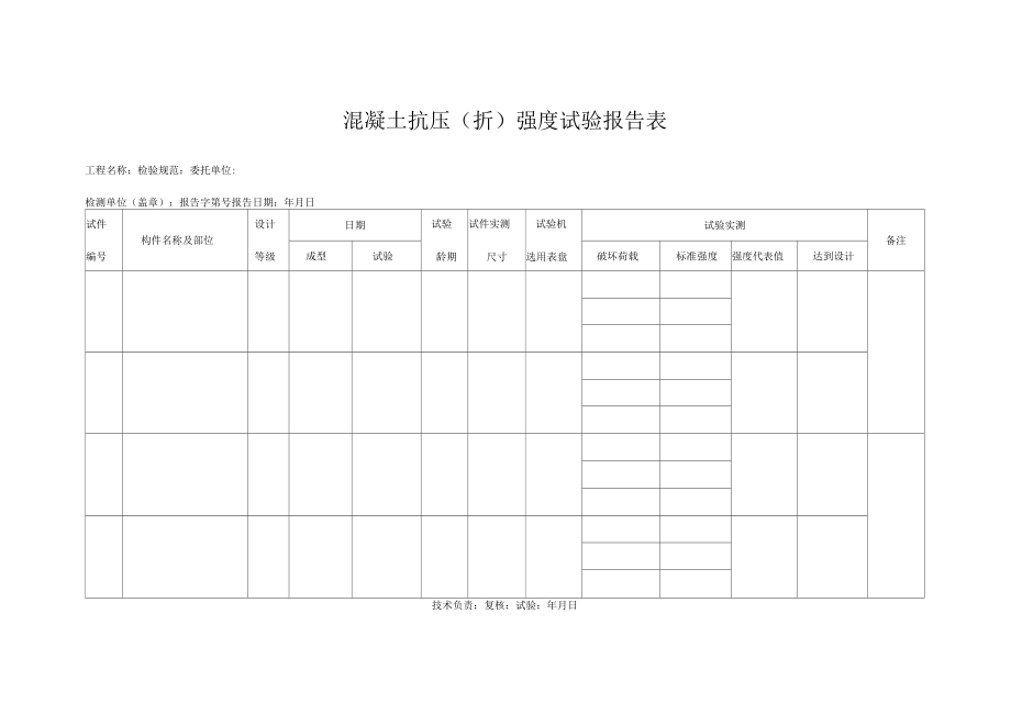 成都某路桥公司施工之混凝土抗压(折)强度试验报告表_第1页