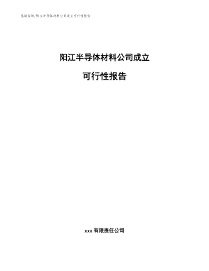 阳江半导体材料公司成立可行性报告【模板参考】